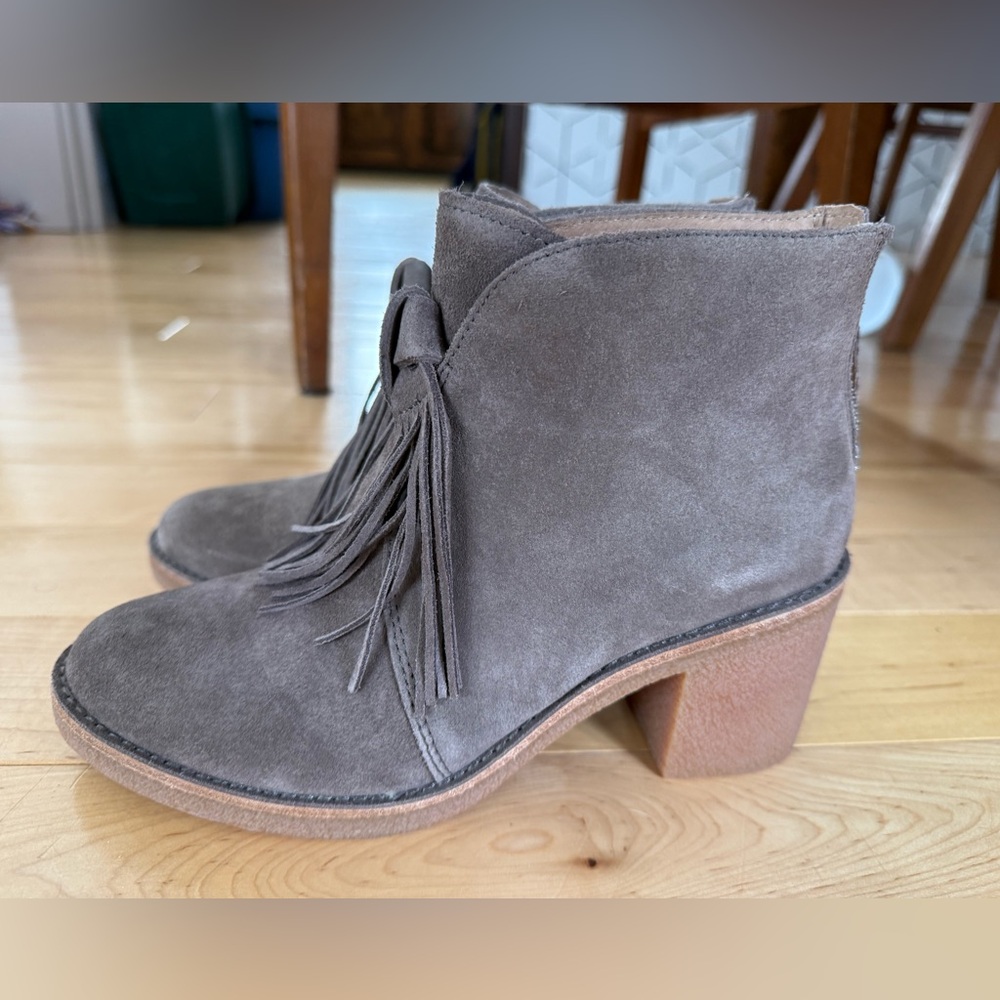 UGG Corin gray suede fridge tassel ankle booties, size 6.5 - Picture 11 of 12
